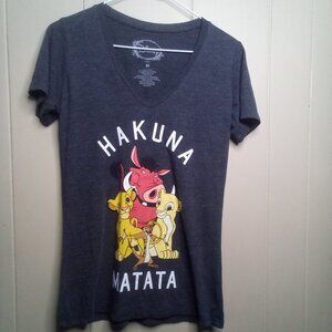 Disney Lion King Shirt M Women Hakuna Matata Short Sleeve Dark Gray